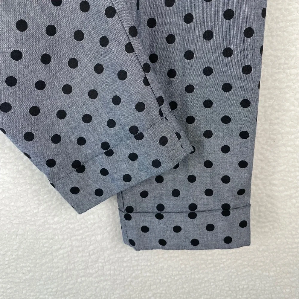 Outback Red Womens 8 Blue Black Polka Dot Cotton Cropped Cuffed Pants Trousers